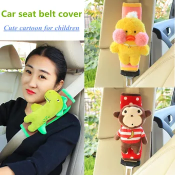 Mielas animacinių filmų pliušinis automobilio saugos diržo dangtelį vaiko fiksuotojo saugos diržų pečių trinkelėmis apsaugos mergaitėms Automobilio interjero priedai