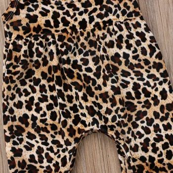 Mielas Naujagimiui Merginos Leopard Vest Romper Jumpsuit Haremo Kelnės Komplektus Drabužių