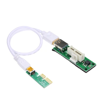 Mini PCI-E X1 ilgiklis PCIE 1X Plėtra Riser Card 90 stačiu Kampu USB Laidas, SATA Kabelis