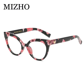 MIZHO Prekės Dizaineris Dryžuotas Vintage Akiniai, Rėmeliai Moterų Optinis Mados RAUSVOS spalvos, Madinga, Cat Eye akiniai, Rėmeliai ponios TR90