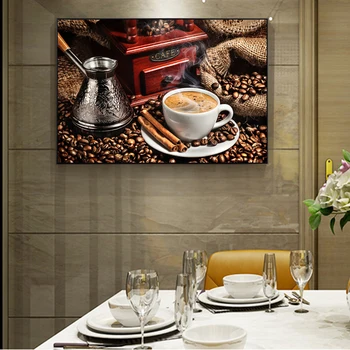 Modernus Kavos Tema Sienos Menas Drobė Spausdina Plakatus Ir Spausdina Kavos Pupelės Drobės, Paveikslai, Sienos, Nuotraukų Kambarį Cuadro