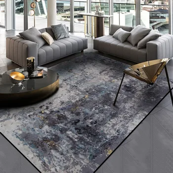 Modernus naujas šiaurės abstrakčiai cemento pilkumo rašalo kilimų kristalų aksomo miegamojo duris kambarį didelis kilimas grindų kilimėlis salonas tapete sofa