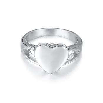 Moterų Nerūdijančio Plieno sidabro spalvos Žiedas Širdies Dizaino Asmeninį Kremavimo Pelenų Urna Pavadinimą, Logotipą, prekės Ženklų Papuošalai