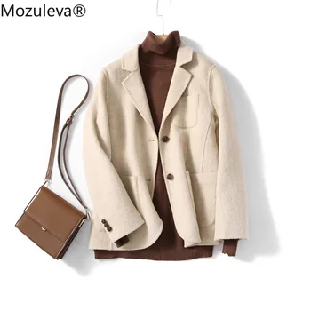 Mozuleva 2020 m. Derliaus Vilnonių Duffle Kailis Moterų Trumpas Stiliaus Eglute Vilnoniai Paltai Moterims Tiktų Rudenį ir Žiemą Moteriška Nauja