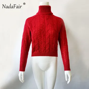 Nadafair Atsitiktinis Megztinis Golfo Twist Pasėlių Megzti Negabaritinių Džemperis Moterims Puloveriai Žiemos Jumper Trikotažas Traukti Femme