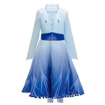 NAUJAS Atvykimo!Sniego Karalienė Elsa Suknelė Elsa Princesė Cosplay Kostiumas Suknelė Mergaitėms, Kostiumai Mėlyna Suknelė Kailis su Legging Kostiumai
