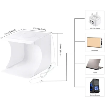 Naujas Nešiojamas Photostudio Box Rinkinys su LED Žiedo Šviesos Maža Nuotrauka Rekvizitai Įranga Studija Fotografavimo Palapinė Rinkinys DOM668