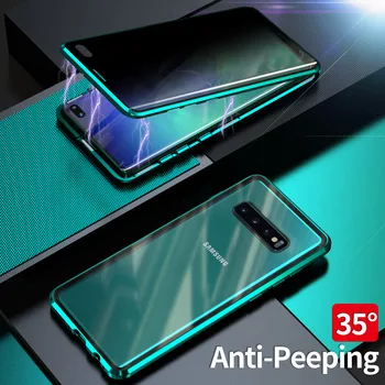 Naujas Privatumo Magnetinio Atveju, Samsung Galaxy S10 S8 S9 Plus Magnetas Metalo dvipusės Grūdinto Stiklo Dangtis Samsung S10 Plius