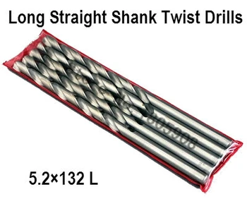 Nemokamas Pristatymas Naujos Prekės Naujos 10vnt 5.2 mm Extra Ilga 132mm HSS Twist Drill Straigth Karka Sraigės Gręžimo Tiek ,grąžtai, metalo
