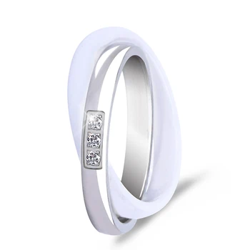New Cross Keraminiai Žiedai Juoda Balta Dvigubai Moterų Žiedas Papuošalai Moterims, Unikalaus Dizaino, Mados Nerūdijančio Plieno Žiedas Dovana