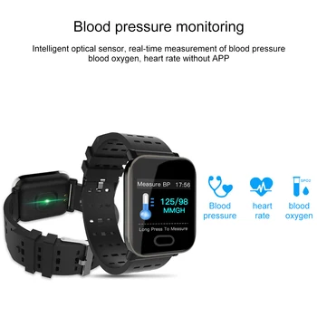 Nešiojamų Kraujo Spaudimas Žiūrėti Medicininės Įrangos, Atspari Vandeniui Širdies Ritmo Monitorius Pedometer Smart Žiūrėti Sportas Apyrankės Išlaikyti Sveiką