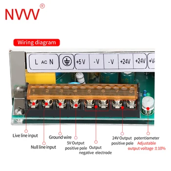 NVVV 180W dual output 5v impulsinis maitinimo šaltinis AC DC 12v 24v D-180B 24v6.25A 5v6A/ D-180C 24v5A 12v5A