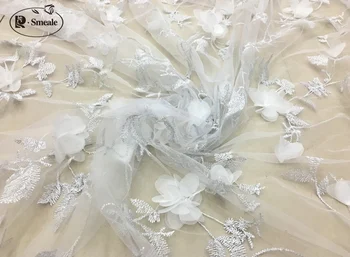 Nėriniai Siuvinėjimo Vaikų Drabužių Audinio 3D Šifono Gėlių Aplikacijos Suknelė Mados Audinio RS2755