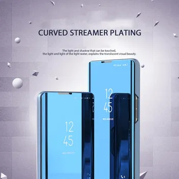 Odos Smart Peržiūrėti Telefono dėklas Samsung Galaxy A10S A10E A20E A20S A30S A40S A50S A60 A70S A80 A90 Atramą Veidrodis, Flip Dangtelis