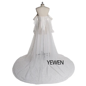 Off Peties Perlai Aukštos Kokybės Dramblio Kaulo Ilgomis Rankovėmis Atidaryti Priekiniai Motinystės Suknelė Prom Dresses Yewen