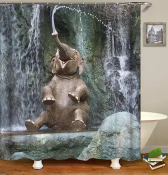 OLOEY 3D Spausdinimo Dušo Užuolaidos Gyvūnų Dramblys Užuolaidos Vonios kambarys Dekoro Individualų Dydžio Nuotrauką Vonios Užuolaidų Didmeninės