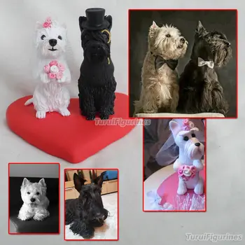 Ooak šunelis skulptūros, statulėlės gimtadienio tortas dekoravimo topper dekoro Meno Dekoro Skulptūra Šuo Gyvūnų Statula rankų darbo veido šuo