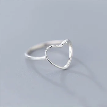Originali 925 Sterlingas Sidabro Žiedas Moterims Tuščiaviduriai Širdies bižuterijos asmeninį pavadinimas Valentino Diena Dovana