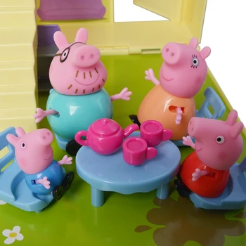 Originalus Peppa Pig Vaikų Žaislus, Namų Berniukų Ir Mergaičių Žaisti Namuose Su Šeima Iš Keturių Lėlės Žaislas, Skirtas Vaikų Naujųjų Metų Dovana