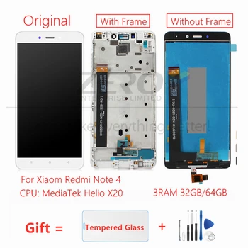 Originalą Xiaomi Redmi 4 Pastaba MediaTek LCD Ekranas + Rėmas Jutiklinio Ekrano Skydelis LCD Ekranas skaitmeninis keitiklis Redmi Note4 MTK Dalys