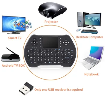 Oro Mouse Belaidė Mini Klaviatūra rusų anglų 2.4 GHz Apšvietimas Smart Android TV Box Nešiojamas X-BOX