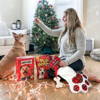OurWarm Pledas Kalėdų Leteną Gyvulių Pet Šuo, Katė Chirstmas Kojinės Naujųjų Metų Dovanų Maišelis Kalėdų Papuošalai Navidad 