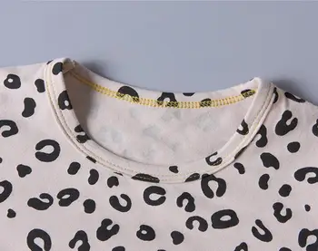Pavasarį, Rudenį, Kūdikių Berniukų, Mergaičių naktiniai marškiniai, pižamos Nustatyti 18M-8yrs Vaikai Vaikai Leopardas Spausdinti Sleepwear Ištaigingas Dėvėti Medvilnės Merginos Vakare Suknelė