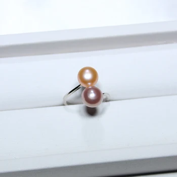 PEISENI natūralių gėlavandenių perlų žiedas 8-9mm tikras perlas 925 Sterlingas Sidabro papuošalai, Vestuviniai Žiedai, Moterims, merginos