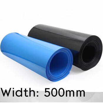 Plotis 500mm (Skersmuo 318mm) Lipo Baterija Wrap PVC Šilumos Susitraukiančių Vamzdis Izoliuotas Atveju Rankovės apsauginis Dangtis Butas Pack Mėlyna Juoda