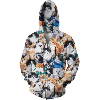 PLstar Kosmosas 2019 Vintage Mados 3d hoodies Katės Mielas Modelio Spausdinimo Raišteliu Hoodie Harajuku streetwear sudadera hombre