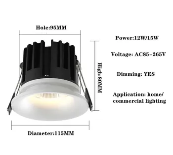 Pritemdomi Siauros Sienos Anti-glare Embedded COB LED Šviestuvai AC85-265V 9W 7W 12W 15W LED Lubų Lempos Hotel Villa Apšvietimas
