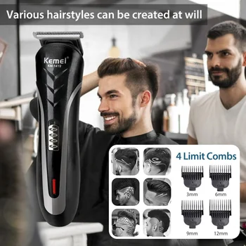 Profesionalus Skaitmeninės Plaukų Žoliapjovės Įkraunamas Elektrinis Plaukų Clipper Mažai Triukšmo Vyrų Belaidžius Šukuosena, Reguliuojami Keraminiai Ašmenys