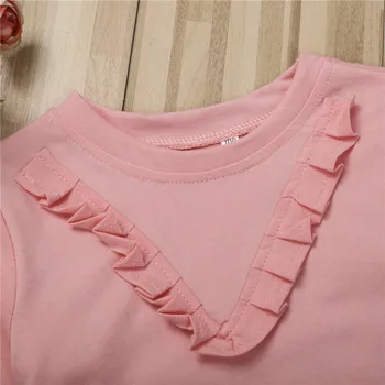 PUDCOCO Saldainių Bamblys Vaikas Baby Girl Marškinėliai, Viršuje + Ilgas Kelnes Kelnės Komplektus Drabužių Nustatyti Paramos didmeninės