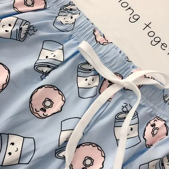 QWEEK Pižama Ponios Medvilnės Pijamas Moterų Sleepwear Moterų Namų Drabužių Bananų Spausdinti Pyjama Sleepwear Nustatyti Nightie 2020 m.