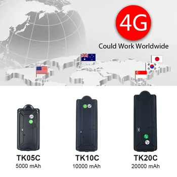 Realus 4G LTE, GPS Tracker TK20C Pasaulinio Naudoti 20000mAh Didelis Baterijos Vandeniui Magnetas Nešiojamą Signalą Realiu Laiku Žemėlapyje Sekti visame Pasaulyje