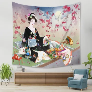 Retro 5 Stiliaus Japonijos Klasikinės Kultūros Gobelenas Dainininkas Kabinti Medžiaga Namų Sienų Dažymas Dekoratyvinis Fonas Medžiaga Kimono Grožis