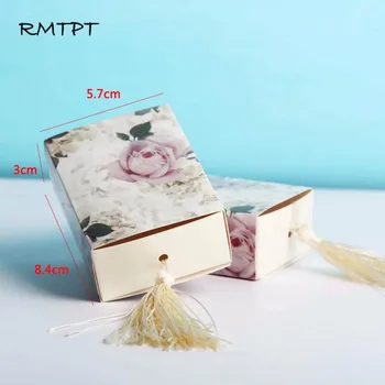 RMTPT 50pcs/daug Gėlių, Saldainių, Dovanų Dėžutėje Stalčių Dizainas Šalies Naudai Dėžės Amatų Popieriaus Dėžutė su Kutas Traukiant