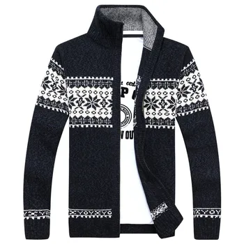 Rudenį, Žiemą Geometrinis Spausdinti Megztinis Vyrams Dryžuotas Kalėdų Džemperis Švarkelis Šiltas Mados Cardigan Megztiniai Vyrų Didelis Dydis 3XL