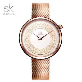 Shengke Moterų Laikrodžiai Moterų Mados Laikrodis Derliaus Dizaino Ponios Žiūrėti Prabangos Prekės Klasikinio Aukso Metalo Gabalas Zegarek Damski
