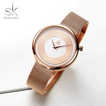 Shengke Moterų Laikrodžiai Moterų Mados Laikrodis Derliaus Dizaino Ponios Žiūrėti Prabangos Prekės Klasikinio Aukso Metalo Gabalas Zegarek Damski