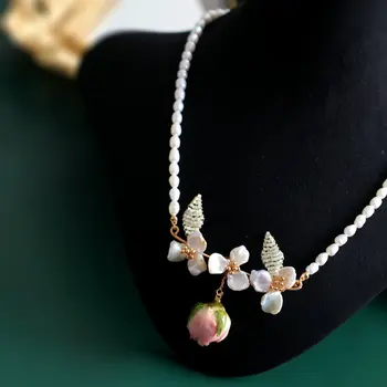 SINZRY naujas rankų darbo papuošalai gamtos baroko perlas konservuoti rožių gėlių chokers karoliai moterų papuošalai accesorry