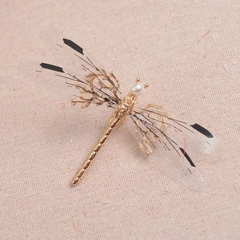 Skaidrus nuotakos staigius vestuvių plaukų smeigtukai aukso merginos nuotaka dragonfly plaukų clips pearl šukuosena drugelis plaukų aksesuarai