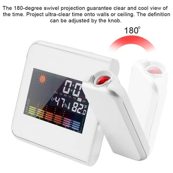 Skaitmeninio formato Žadintuvas Stotį su Temperatūros Termometras, Drėgmės Drėgmėmačiu Naktiniai Pabusti Projektorius Laikrodis