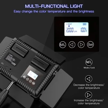Spash TL-600S 2 in 1 Rinkinys Portable LED Vaizdo Šviesos Nuotrauka Lempa 25W 5500K Fotografijos Apšvietimo su Trikojis Stovas, skirtas 