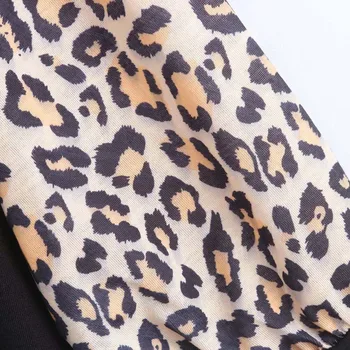 Suknelė Moterims, Rudenį, Pavasarį платье Naujas Mados Apvalios Kaklo Atsitiktinis Trys Ketvirtį Rankovės Leopardas Spausdinti Kratinys Spalvos Mini Suknelė Fre
