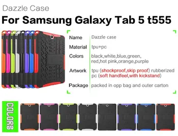 Sunkiųjų Patikima Dviguba Apsaugos Hibridas Stovėti TPU PC Cover Case For Samsung Galaxy Tab T550 /T555 Padengti