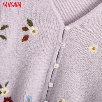 Tangada moterims, elegantiška siuvinėjimas cardigan vintage megztinis lady mados plonas megztas megztinis kailis BE110