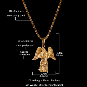 THE BLING KARALIUS Pasirinktinis Nerūdijančio angelas su Sparnais Karoliai Hip-Hop Visą Lediniame Iš Kubinis Cirkonis aukso skiedra CZ Stone