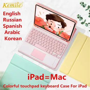 Touchpad Klaviatūra iPad 4 Oro 10.9 2020 Atveju klaviatūra Oro 3 10.5 8-10.2 Padengti touchpad Klaviatūra, arabų, ispanų, korėjiečių