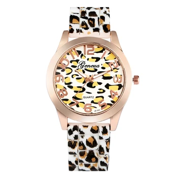 Unikalus Leopardas Spausdinti Kvarco Žiūrėti Moterims Silikono Dirželis Laikrodžiai, Šviesos Analoginis Laikrodis moterims